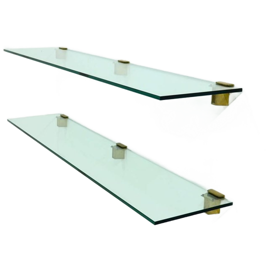 Rare Large Peter Ghyczy Brass And Glass Wall-mounted Shelving Unit 1970s 1