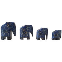 Set Vintage Olifantjes Olifant Beeld Houten Beeldje