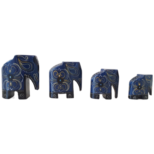 Set Vintage Olifantjes Olifant Beeld Houten Beeldje 1