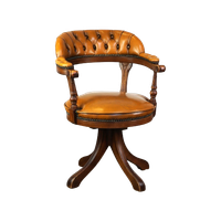 Mooie Rundleren Engelse Chesterfield Bureaustoel/ Draaibare Fauteuil