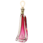 Paarse Roze Tafellamp Kristal Val Saint Lambert Swirl Jaren 60 thumbnail 1