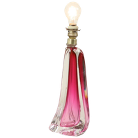 Paarse Roze Tafellamp Kristal Val Saint Lambert Swirl Jaren 60