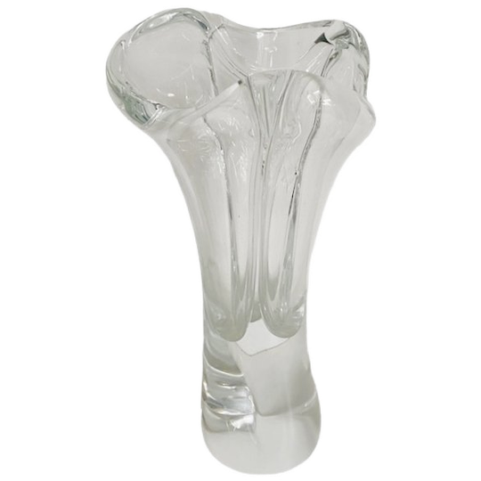 Mid-century Zware Vaas Kristal Met 3 Openingen 1970’s 1