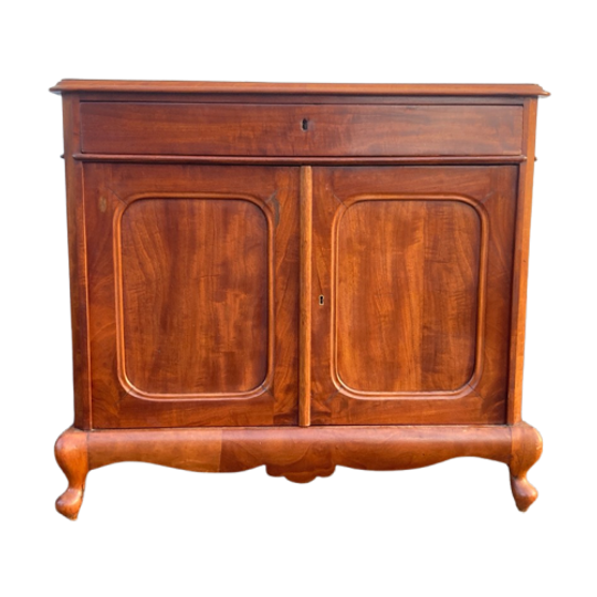 Antiek Mahonie Tweedeurskast Met Lade En Binnenplank, 93 Cm Hoog 1