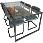 Industrial Glass Table thumbnail 1