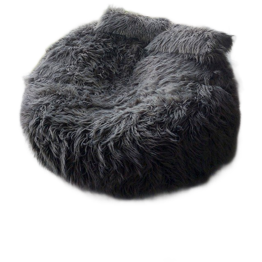 Large Vetsak Beanbag, Gray Flokati Material 1