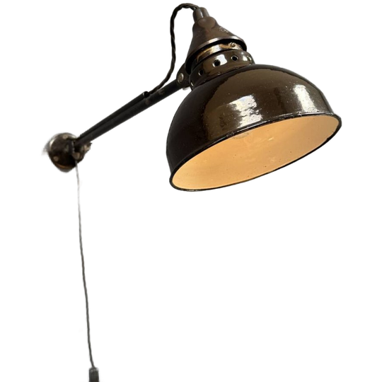Vroege Rademacher Wandlamp Met Grote Emaille Kap 1