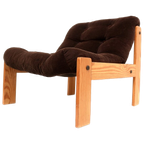 Vintage Brutalist Jaren ’70 Fauteuil Met Bruine Stoffering thumbnail 1