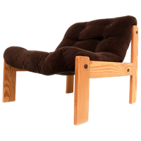 Vintage Brutalist Jaren ’70 Fauteuil Met Bruine Stoffering
