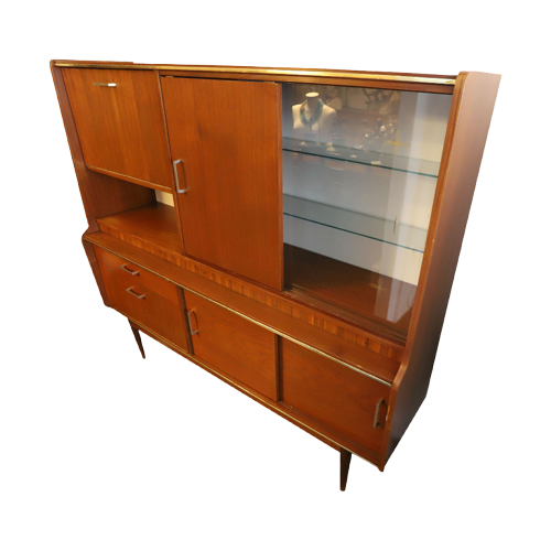 Vintage Highboard Teakhout, Jaren '60