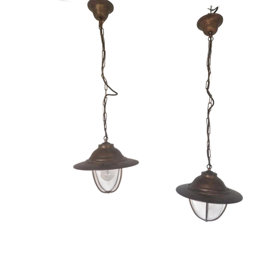 Een Paar Kooilampen Maritiem Massive Vintage. 1