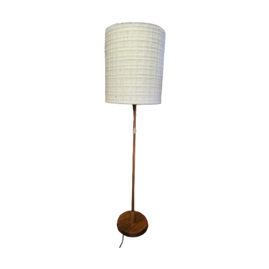 Teakhouten Jaren 60 Vloerlamp Originele Kap 1