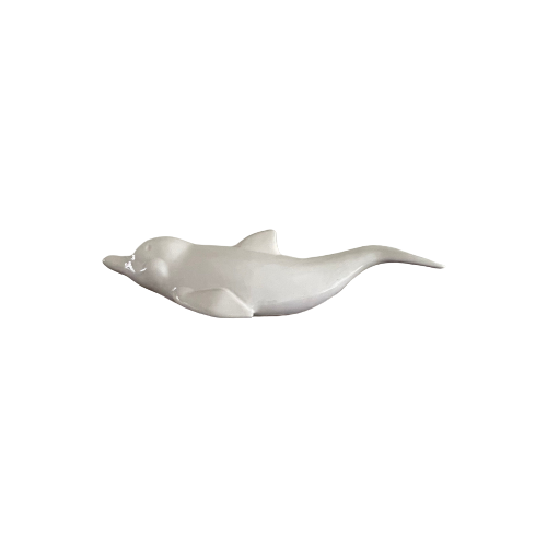 Keramiek Dolfijn, Vintage Wit Beeld / Sculptuur Van Een Dolfijn