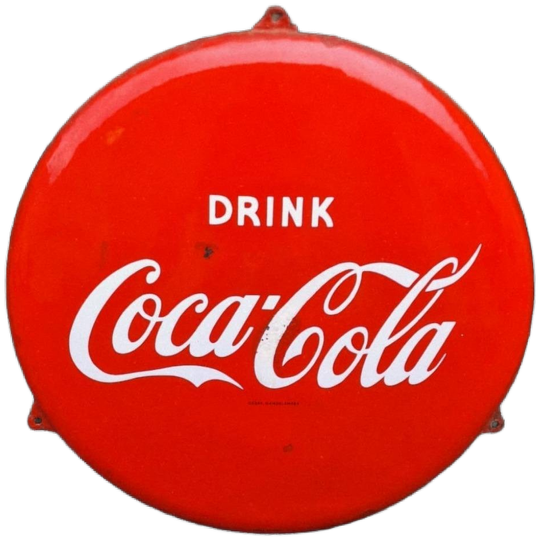 Origineel Hollandse Emaille Coca Cola Button, Emrec Eemnes. 1