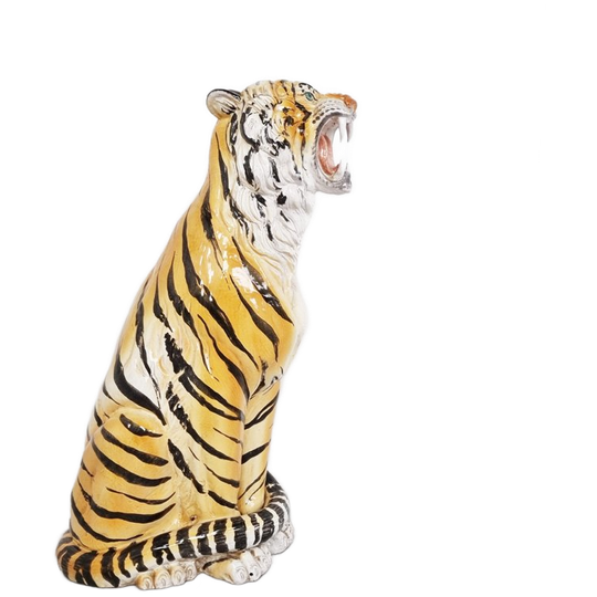 Large Ceramic Hand Painted Tiger, 1970's Italy 1