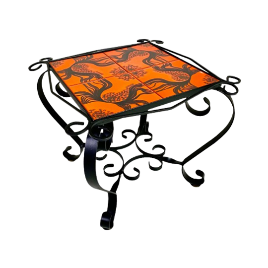 Vintage Salontafel Met 4 Tegels, Jaren 60 1