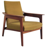 Houten Vintage Fauteuil Groene Bekleding