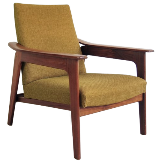 Houten Vintage Fauteuil Groene Bekleding 1