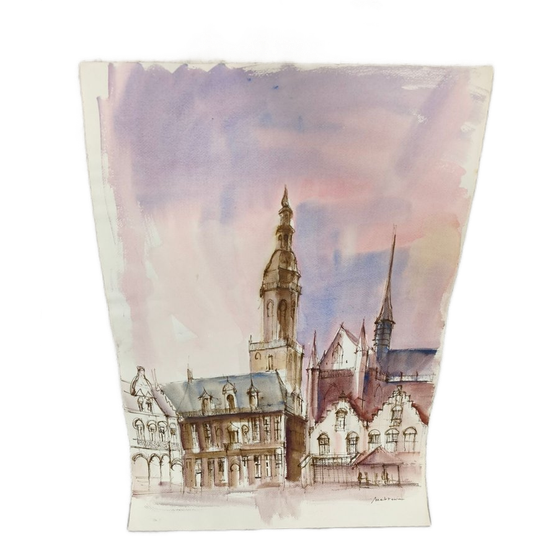 Michel Mettewie - Aquarel - Veurne 1