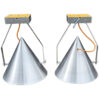 A Pair Of Modern / Aluminum / Large / Conical / Industrial Style Lamps / Designed For Ceiling Or thumbnail 1