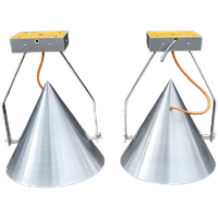 A Pair Of Modern / Aluminum / Large / Conical / Industrial Style Lamps / Designed For Ceiling Or
