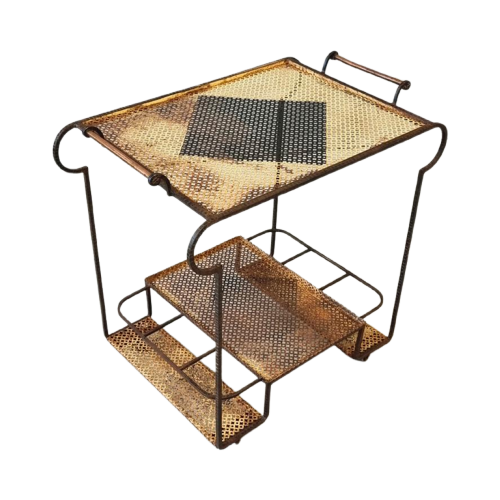 Antieke Trolley Design Drankenkar Mathieu Mategot Stijl