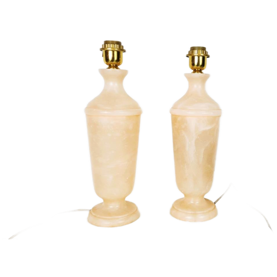 Hollywood Regency Alabaster Lampen Marmer Roze 1