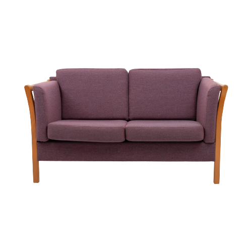 Vintage Danish Design Two Seat Sofa / 2 Zitsbank In Aubergine Wool