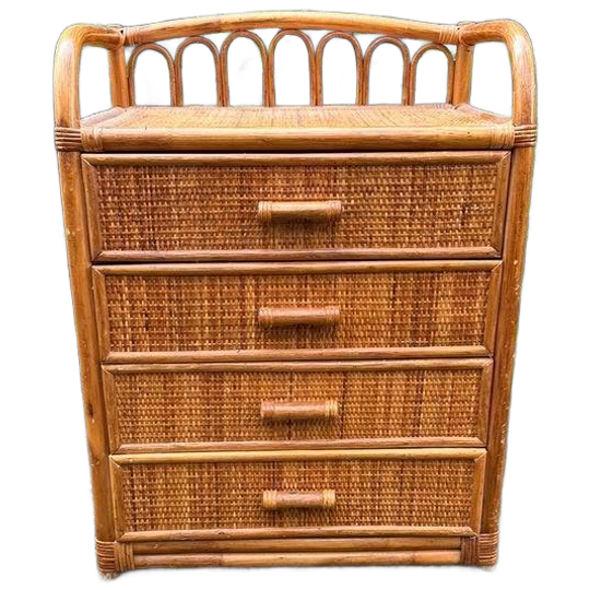 Vintage Rotan Ladekastje - 4 Lades 1