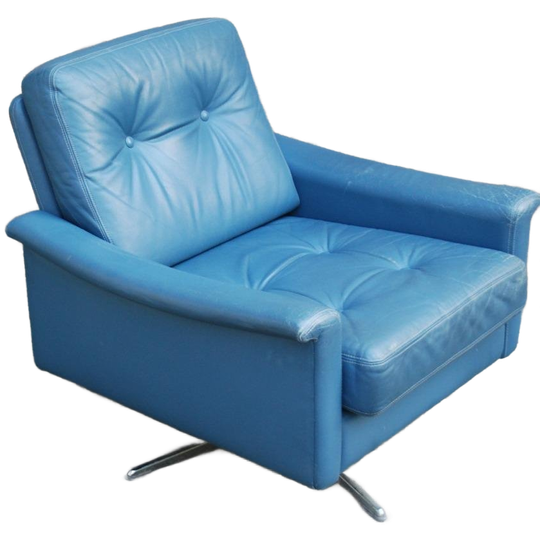 Vintage Fauteuil Blauw Leder 1