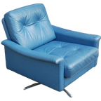 Vintage Fauteuil Blauw Leder thumbnail 1