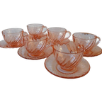 Vintage Rosaline Kop En Schotel France Roze Persglas thumbnail 1