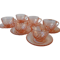 Vintage Rosaline Kop En Schotel France Roze Persglas