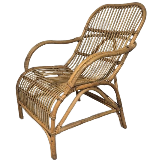Vintage Rotan Bamboe Fauteuil. 1