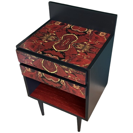 Vintage Nachtkastjes Bekleed Met Prachtige Print 1