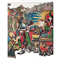 Kleurrijk Afrika - Schilderij Op Doek