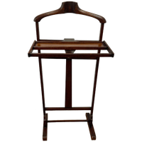 Vintage Dressboy / Valet Van Donker Hout Met Opklaptafeltje