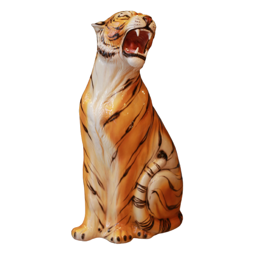 Large Vintage Ceramic Tiger Sculpture