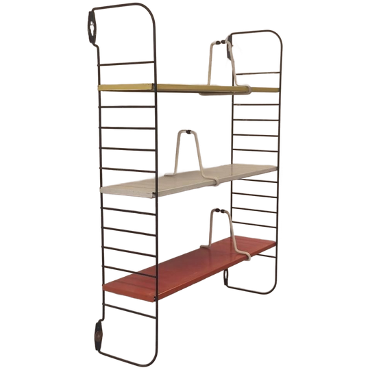 Vintage Tomado Pocket Rek Metalen Wandrekje Boekenplank 1