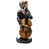 Retro Vintage Beeld Muzikant Met Contrabas