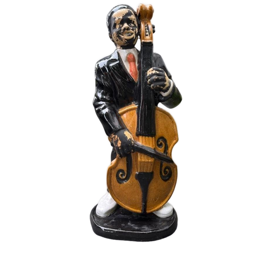 Retro Vintage Beeld Muzikant Met Contrabas 1
