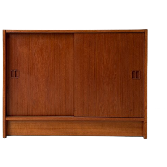 Vintage Deense Teak Houten Kast Met Schuifdeuren 1