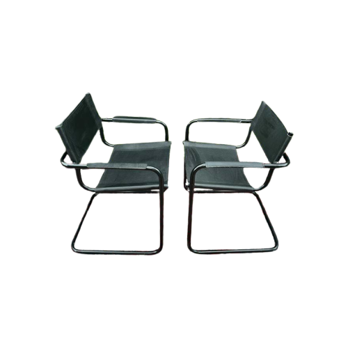 2X Zwarte Sledestoelen Mart Stam & Marcel Breuer 1980S