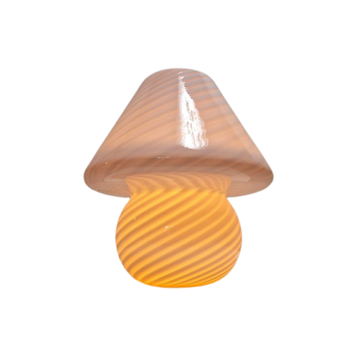 Xl Roze Space Age Murano Mushroom Swirl Lamp, 1970S