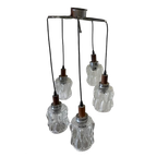 Vintage Hanglamp / Chandelier Met 5 Glazen Kappen thumbnail 1