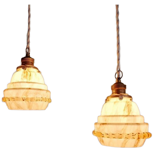 Duo Hangers In Opaline/ouraline In Art Deco, 1920-30 1