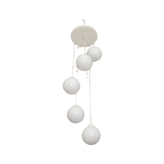 Vintage Cascade Hanglamp Met Wit Glazen Bollen, Minimalistisch Jaren 80 1
