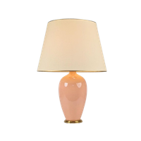 Vintage Jar Tafellamp Keramiek Peach Messing France '80