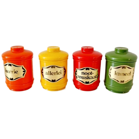 4 Vintage Kruidenpotjes Kunststof Kruiden Potjes Retro Emsa 1