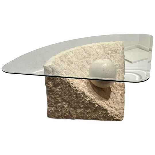 Vintage Schelp Salontafel Beige Steen Marmer 1